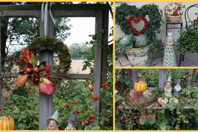 Herbstdeko am Rosenbogenfenster